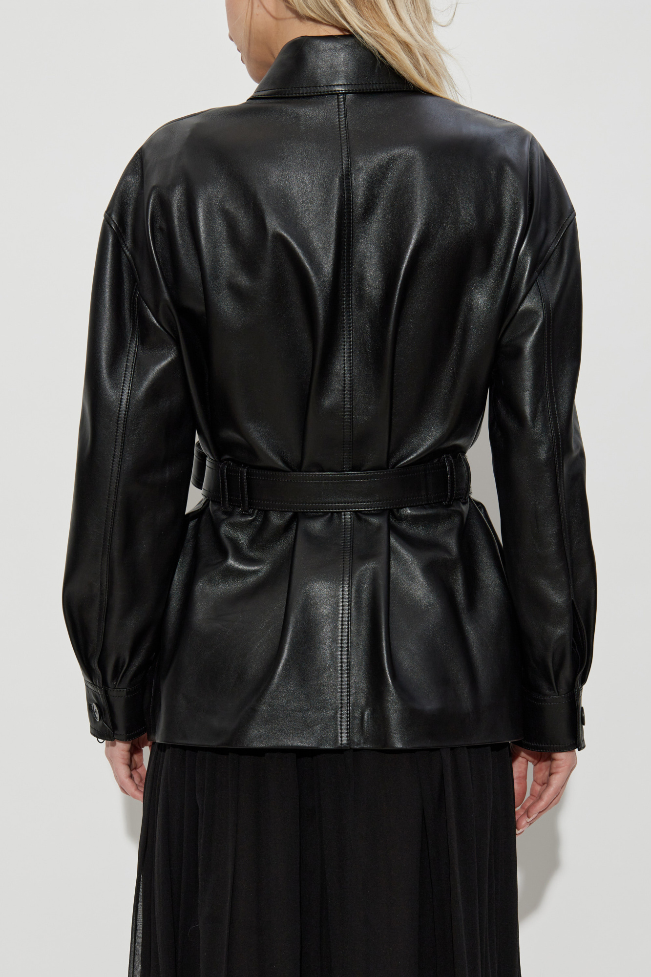 Saint Laurent Leather jacket with belt | Women's Clothing